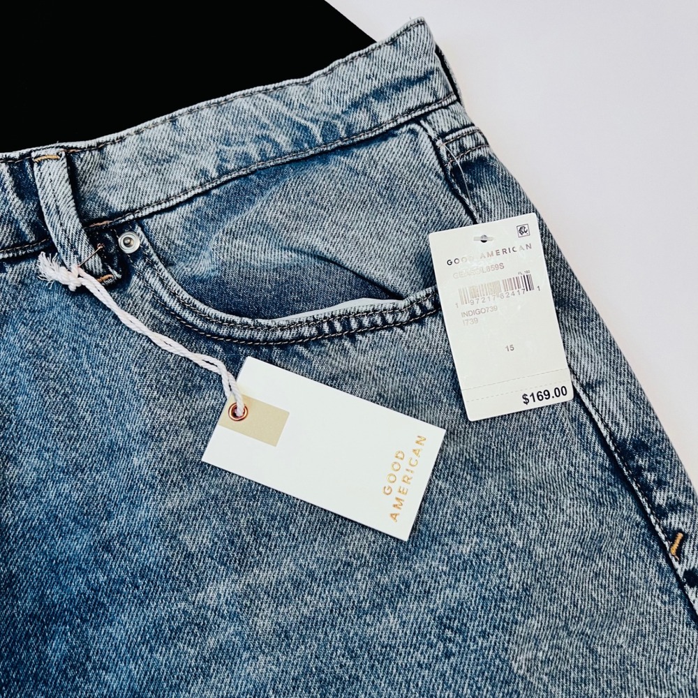 Good American Maternity Wide Leg Jeans 15 Indigo NWT Elastic Waist - Picture 4 of 9